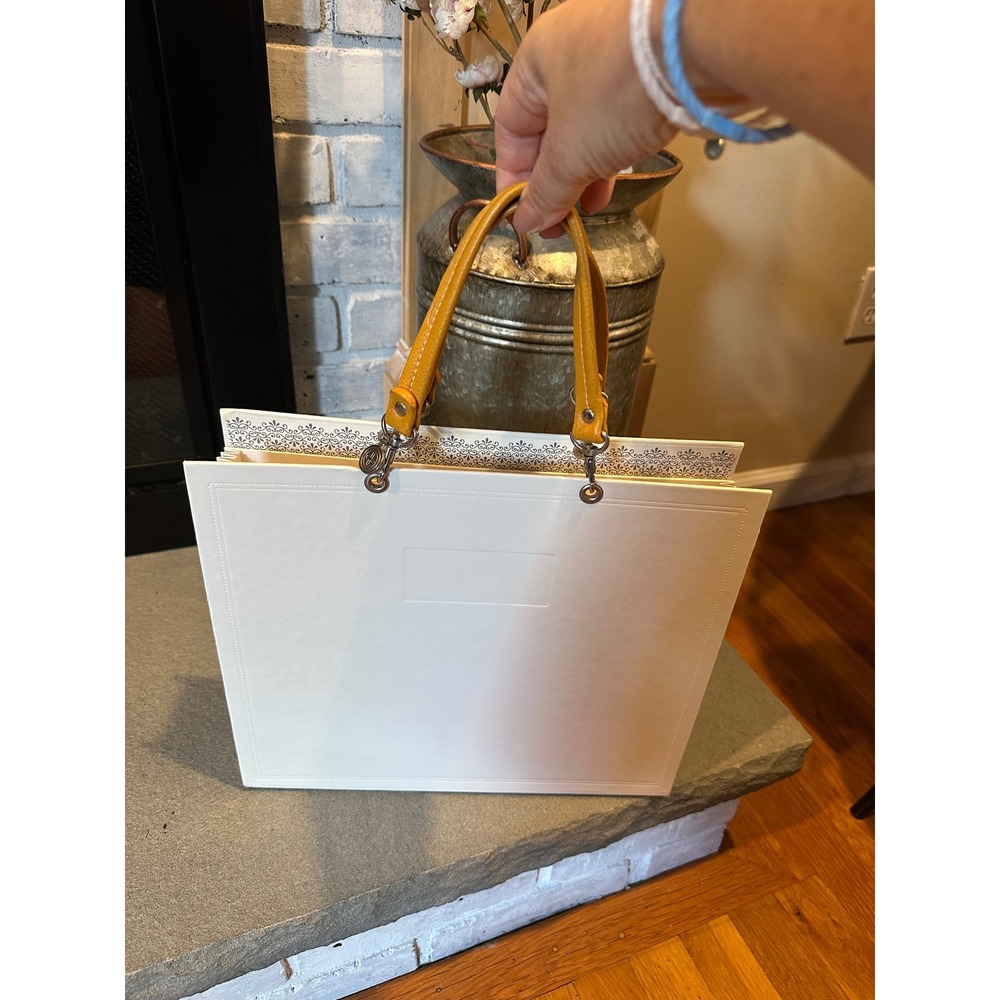 Audrey by Russell + Hazel White Expanding File Organizer Mustard Yellow Handle
